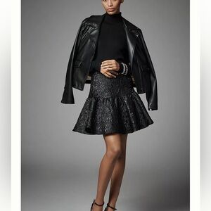 Anthropologie Black Textured A-Line Skirt